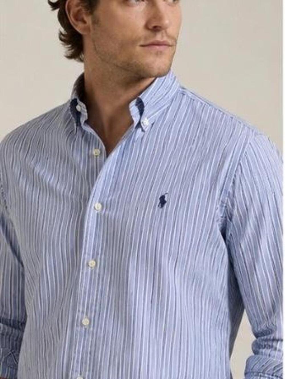 Ralph Lauren Dress Shirt Blue Striped XL Classic Fit